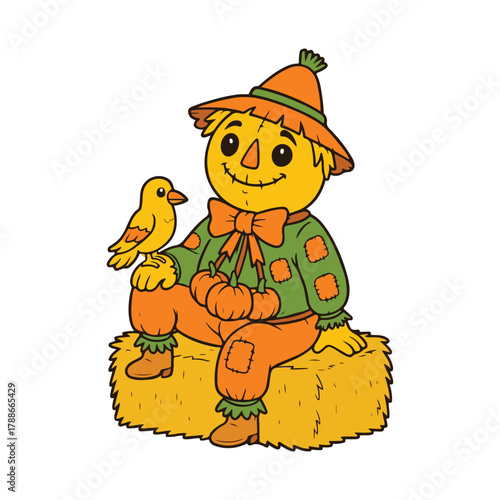 Scarecrow and Bird Friendship Svg