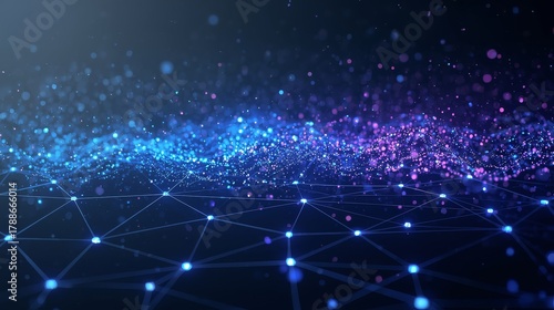 Abstract digital network background with glowing dots and connecting lines