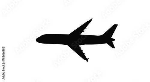 Commercial airplane silhouette cutout for global travel concepts.