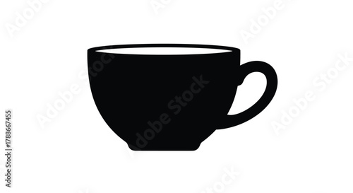 Minimalist black coffee or tea cup icon graphic element simple