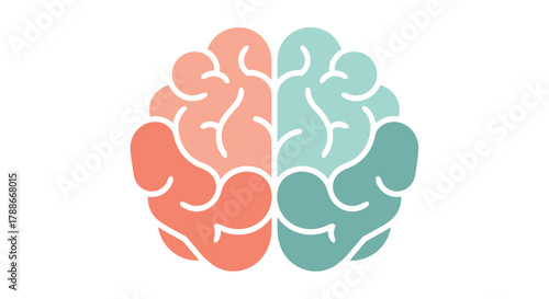 Stylized human brain icon depicting left and right hemisphere