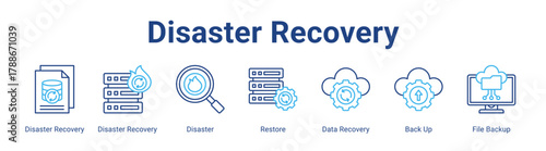 Disaster Recovery web icon vector illustration concept with icon of Disaster Recovery, Disaster Recovery, Disaster, Restore, Data Recovery, Back Up, File Backup,in modern flat vector style.
