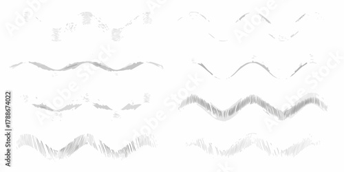 Collection of abstract wavy lines and waveform patterns in various sketchy and textured styles