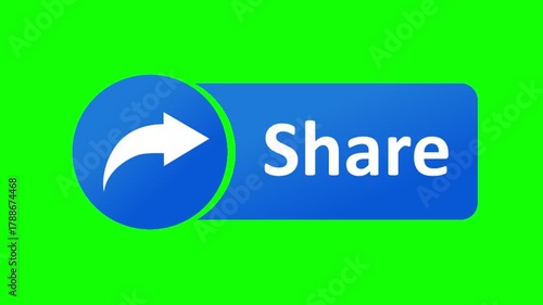 share button on green screen chroma key motion animation