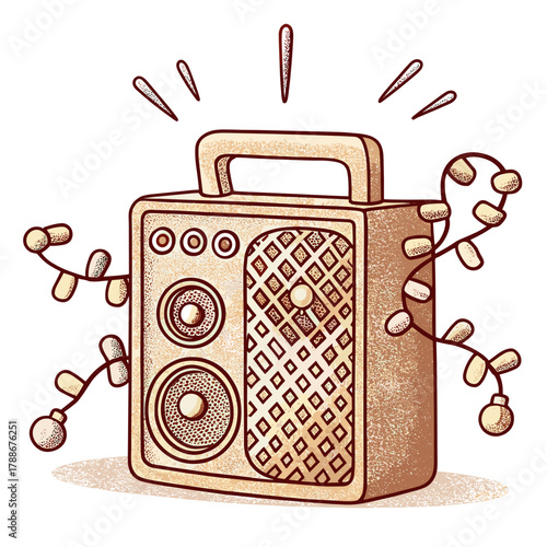 Bluetooth speaker with garland and cheerful design elements  