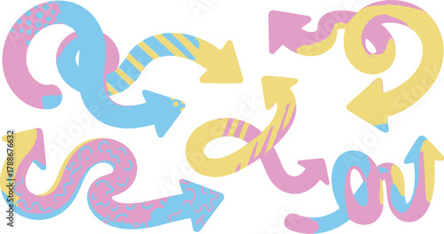 Collection of colorful arrows with patterns