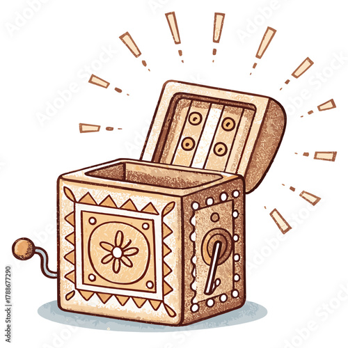 Musical box with intricate design and open lid, illustrating nostalgia  