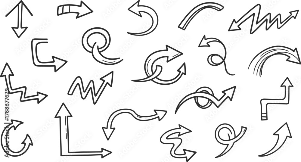 Fototapeta premium Collection of handdrawn arrows