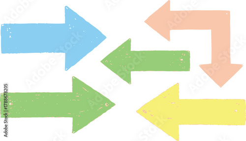 Hand drawn arrows in pastel colors pointing in different directions