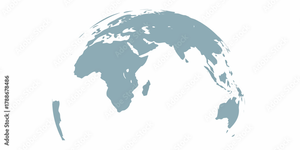 Naklejka premium Stylized globe with continents of africa europe asia and australia in a soft blue hue on a white background