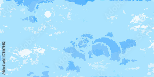 Abstract blue and white watercolor texture background with soft brush strokes and cloud like shapes