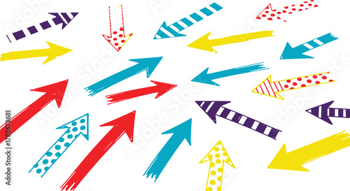 Collection of colorful arrows pointing in various directions