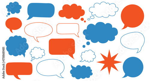 Collection of colorful speech and thought bubbles, Vector illustration