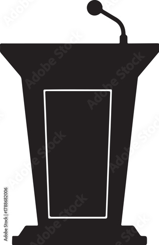 Silhouette of a Podium with a Microphone lectern speaker on transparent background