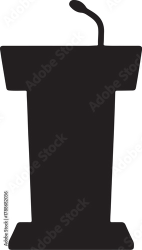 Silhouette of a Podium with Microphone for Public Speaking and Presentations lectern speech on transparent background
