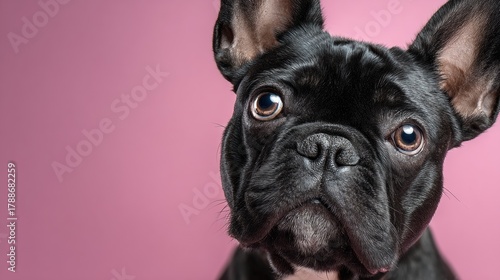 Curious French Bulldog Portrait Against a Pastel Background With Ample Copy Space for Design or Text