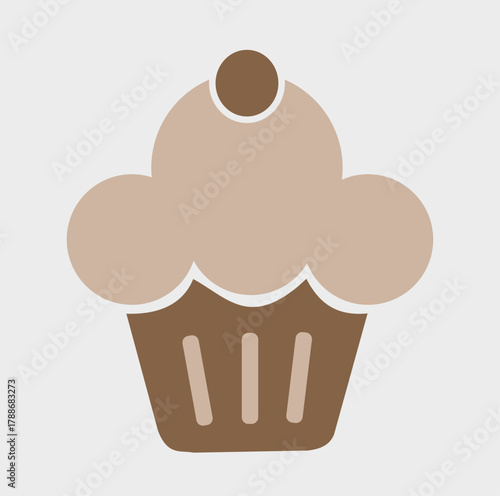 Sweet Cupcake Icon — Minimal Bakery Dessert Vector Illustration