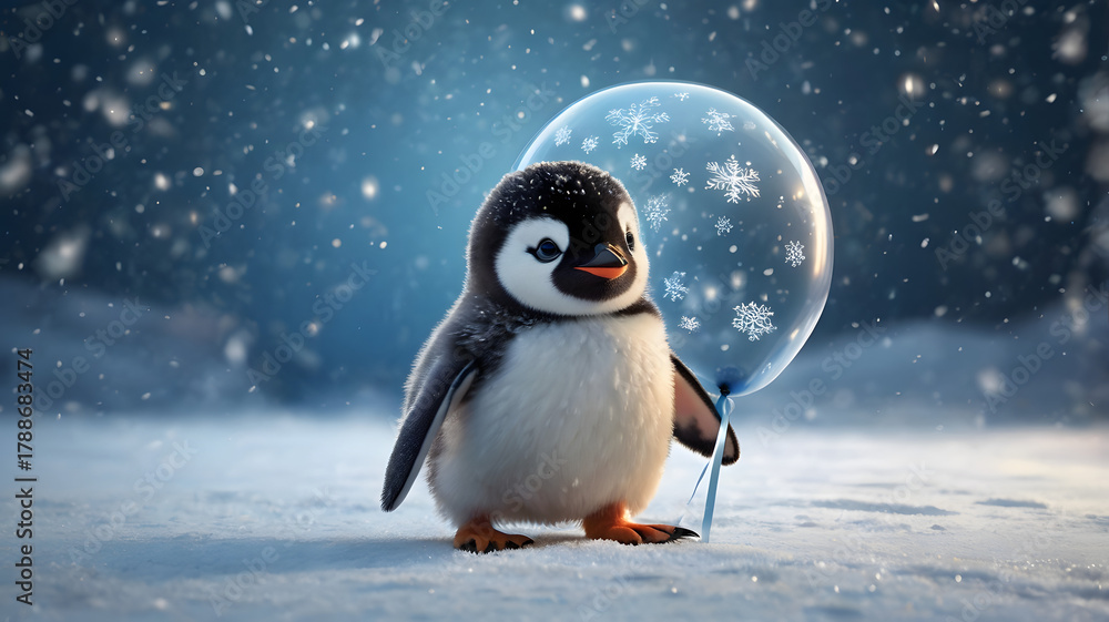 Fototapeta premium penguin on snow