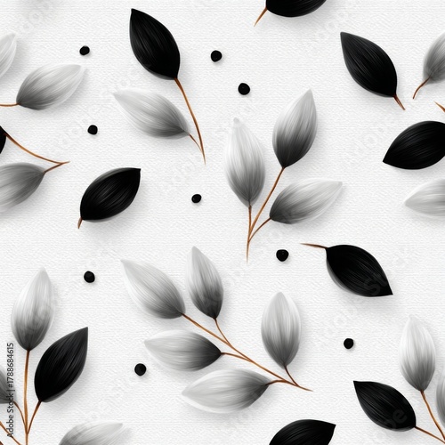 Black and white leaf pattern creates a modern and minimalistic floral design