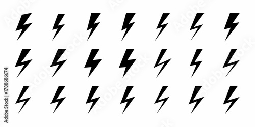 A repeating pattern of black lightning bolt icons on a white background