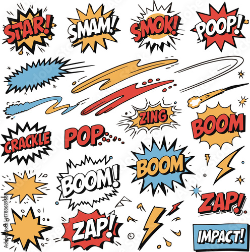 set of comic book explosion,Comic Sound Effect Text Bundle