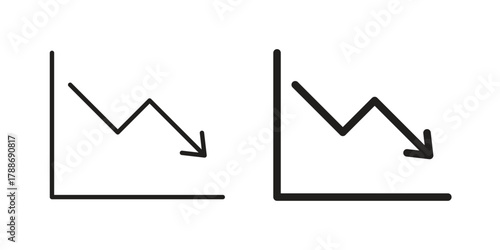 Arrow trend-down icon, vector graphics collection. logotype graphic art design