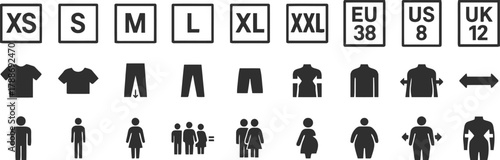 size, clothing, apparel, fashion, measurement, xs, s, m, l, xl, xxl, eu, us, uk, t-shirt, pants, dress, body, figure, silhouette, male, female, pregnant, overweight, slim, tall, short, human, people, 