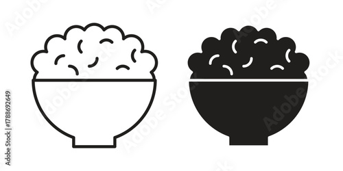 Bowl rice icon, vector graphics collection. logotype graphic art design