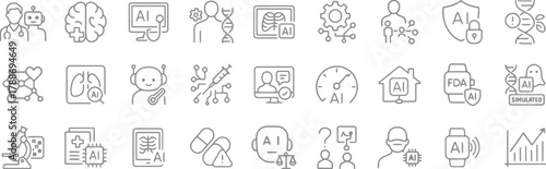 AI, artificial intelligence, medical, healthcare, technology, science, brain, DNA, robot, doctor, syringe, lungs, microscope, pills, FDA, shield, lock, computer, monitor, gear, network, human, person,