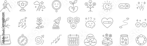 growth, motivation, success, achievement, goal, progress, development, learning, inspiration, effort, journey, path, steps, stairs, rocket, plant, sprout, flower, brain, heart, calm, active, alert, st