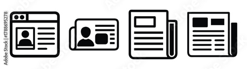 Vector illustration of newspaper and magazine icons for news media and communication design elements use,  chars