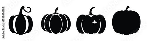 Black silhouette pumpkins vector illustration for fall harvest thanksgiving and halloween designs