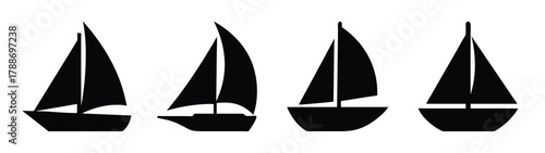Sailboat vector silhouette collection: nautical vessel, yacht, boat, sailing, maritime, sea, ocean