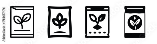 Seed packets vector illustration set, organic gardening, plant seeds, botanical seeds, black and white art