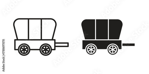 Covered wagon icon, vector graphics collection. logotype graphic art design