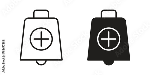 Cowbell circle plus icon, vector graphics collection. logotype graphic art design