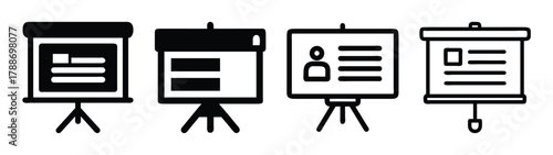 Presentation boards on stands vector illustration for business meetings and training sessions concept