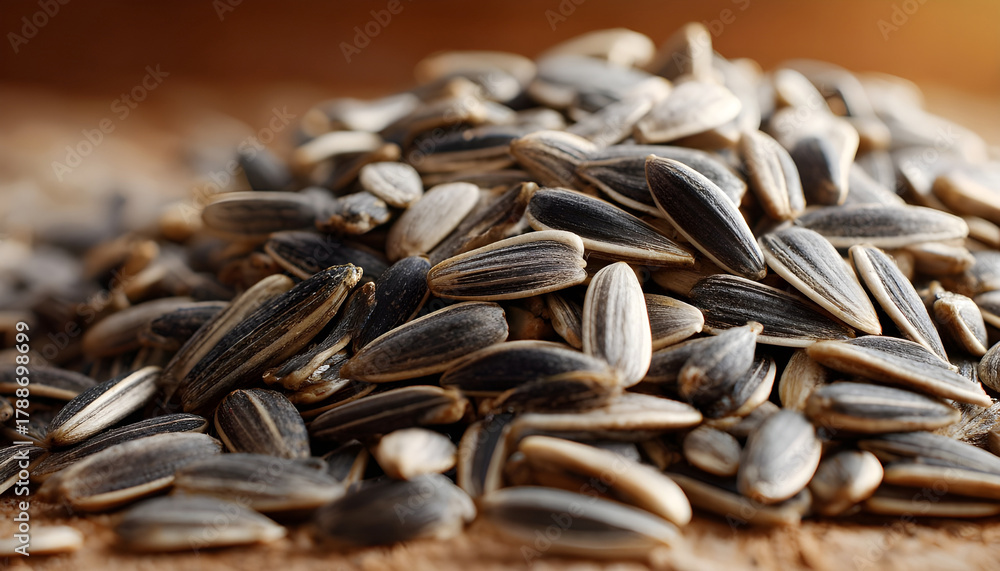 Obraz premium pile of sunflower seeds, close-up