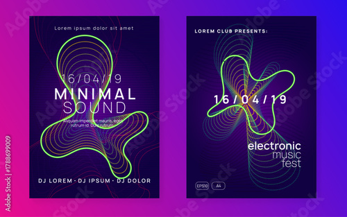 Discotheque Banner. Violet Sound Poster. Green Music Background. Dance Design. Concert Invite. Soundwave Beat Invitation. Night Club Festival Template. Pink Sound Event