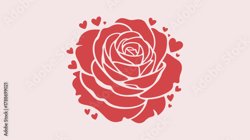 Stunning red rose surrounded by delicate hearts, perfect for Valentine's Day, love, or romantic celebrations with vibrant charm