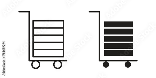 Dolly flatbed icon, vector graphics collection. logotype graphic art design