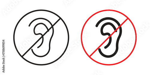 Ear deaf icon, vector graphics collection. logotype graphic art design