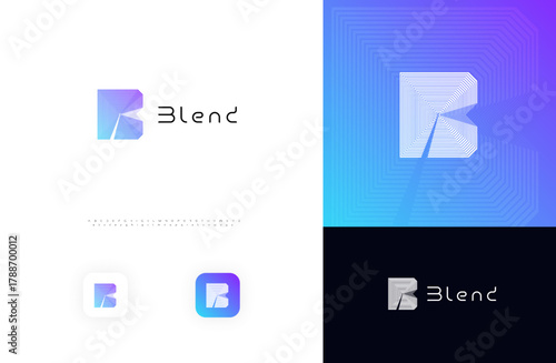 Line Geometric Logo Letter B Monogram Concept Design for Digital Science Architect Technology Startup Business Identity Branding Emblem Label with Modern Sans Serif Font Alphabet. Vector Illustration