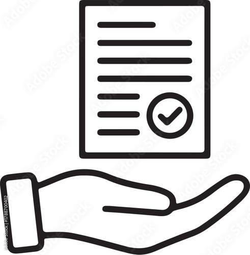Hand Holding a Document with a Checkmark Icon paper contract on transparent background
