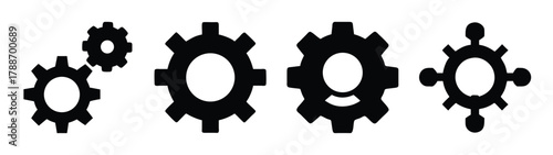 Vector graphic of black gears mechanical engineering machine parts design elements for projects