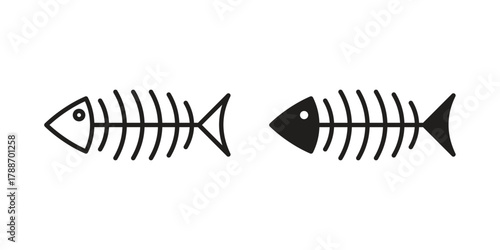Fish bones icon, vector graphics collection. logotype graphic art design
