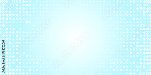 Medical healthcare white pattern, plus x sign on light blue mint gradient, clean sterile background for clinic doctor branding, med tech forum conference. Science lab backdrop. Vector illustration