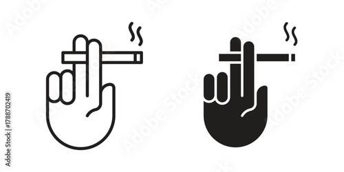Hand holding cigarette icon, vector graphics collection. logotype graphic art design