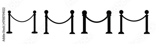 Download black and white rope barrier stanchions vector illustration for event entrance security access