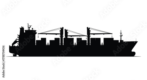 Container cargo ship silhouette for global trade transportation
